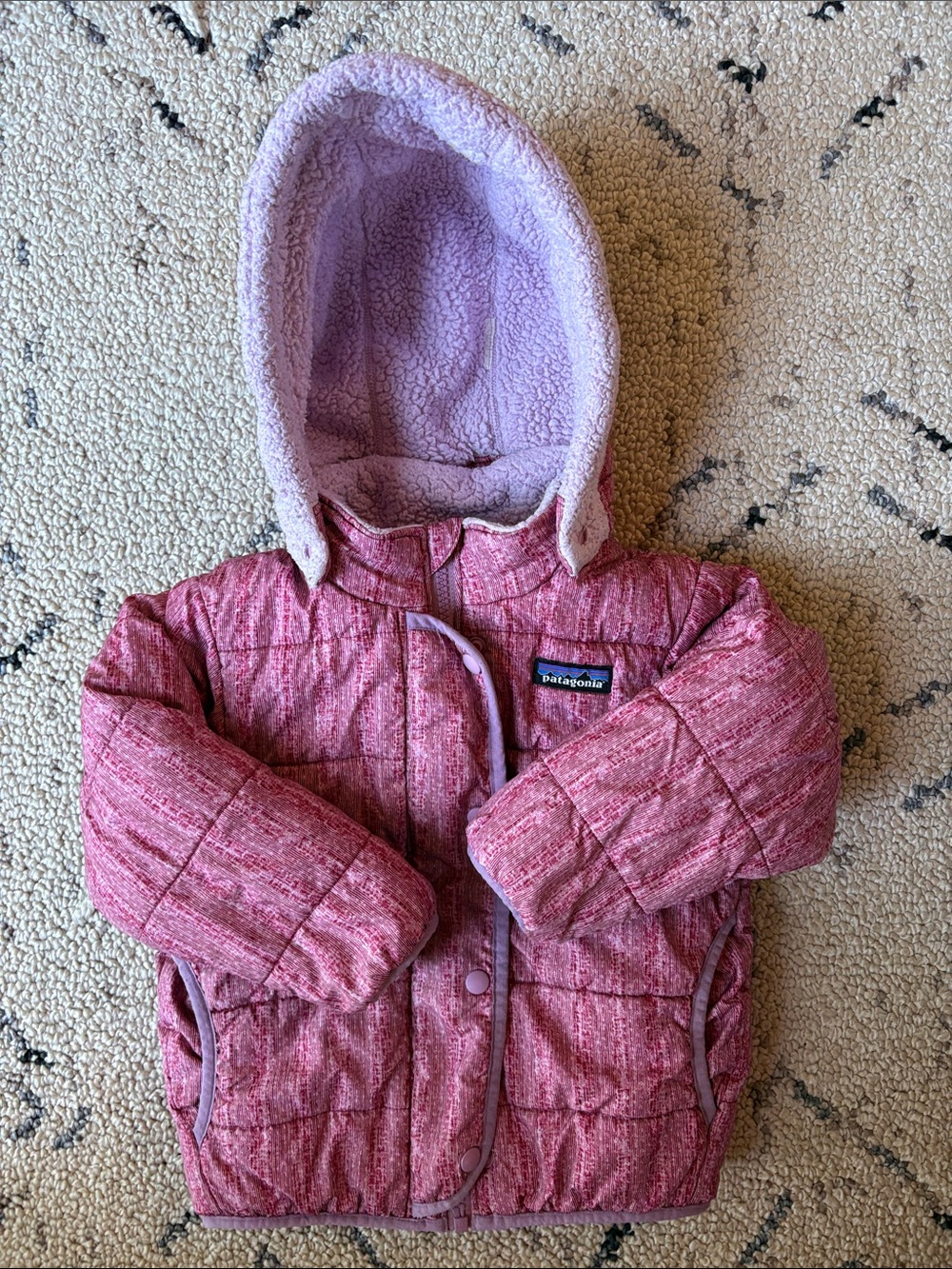 Patagonia Heathered Rose Pink Quilted Hooded Jacket 2t
